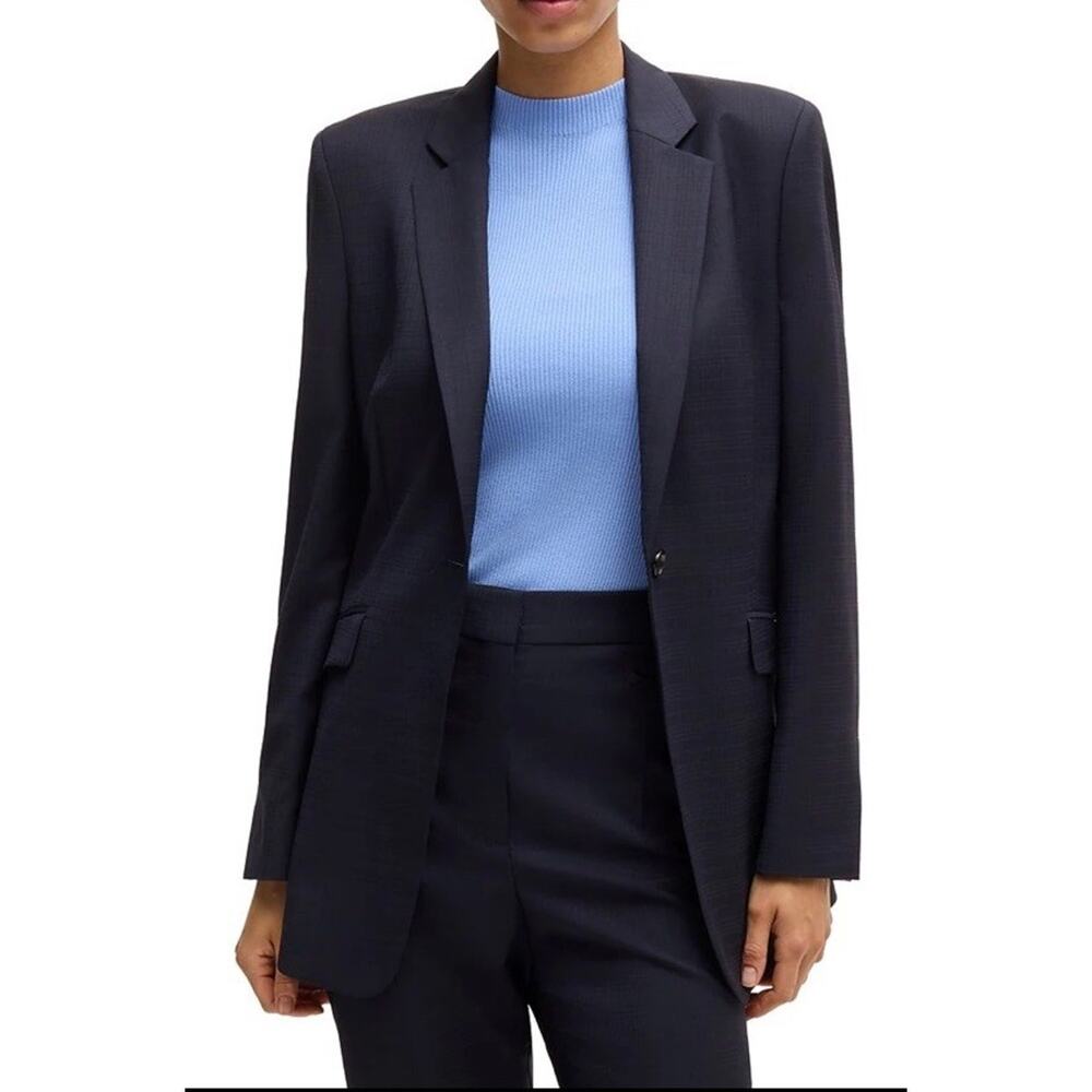 BOSS by Hugo Boss Janeri12 Wool Notch Lapel Collar Long Sleeve One-Button Blazer
